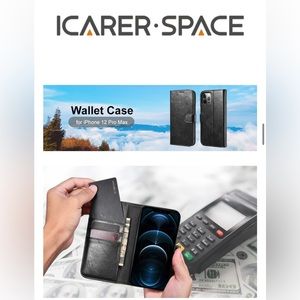 iPhone 12 Pro Max Case, Leather Case with Kickstand and Card Slots (open box)